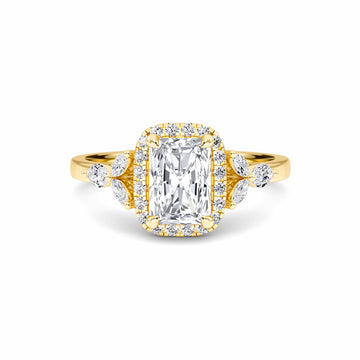 White Diamond Unique Marquise Accent Halo Engagement Ring - Arianna