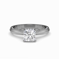 White Diamond Hidden Pave Crown Solitaire Engagement Ring - Haven