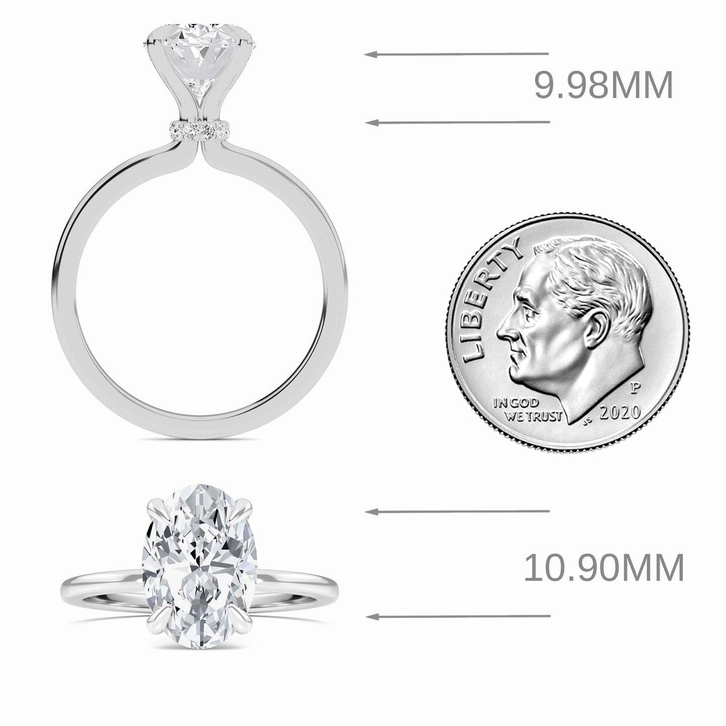 Oval Hidden Halo Certified Lab Diamond Engagement Ring - Janelle