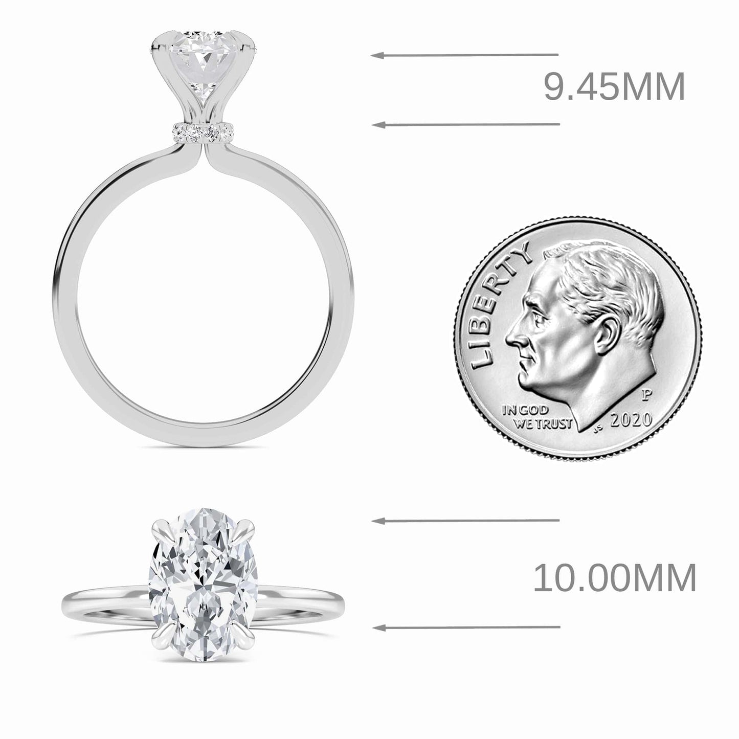Oval Hidden Halo Certified Lab Diamond Engagement Ring - Janelle