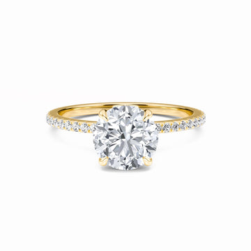 Round Hidden Halo Certified Lab Diamond Pave Engagement Ring - Lola