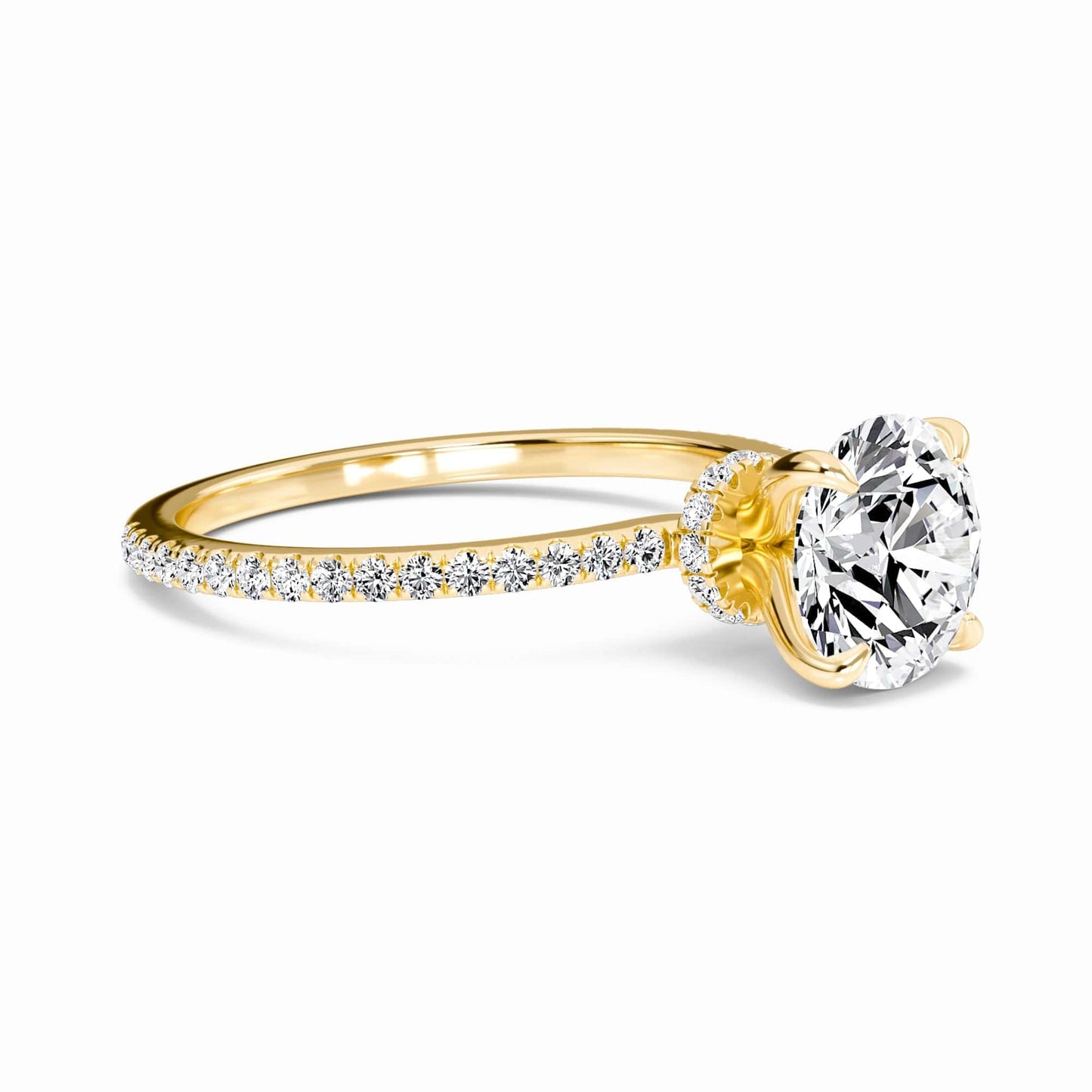 Round Hidden Halo Certified Lab Diamond Pave Engagement Ring - Lola