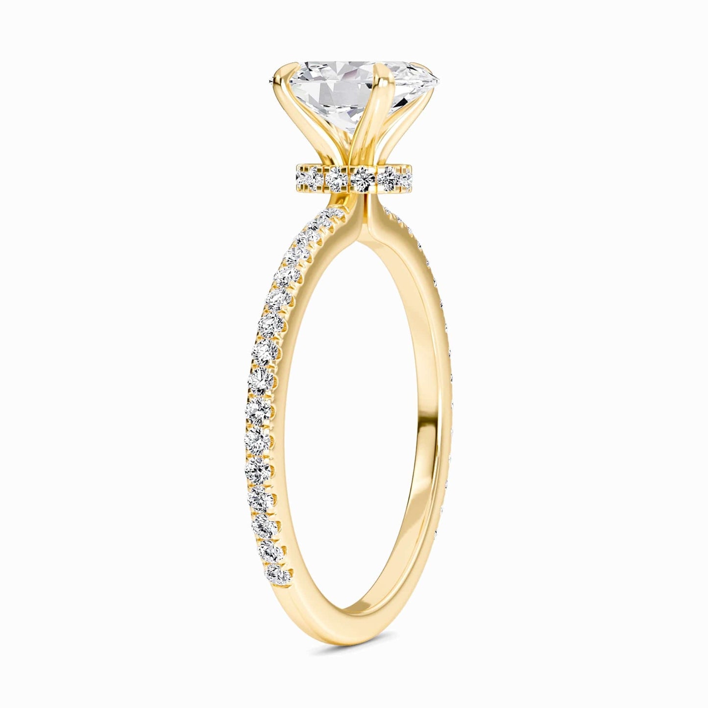 Oval Hidden Halo Certified Lab Diamond Pave Engagement Ring - Lola
