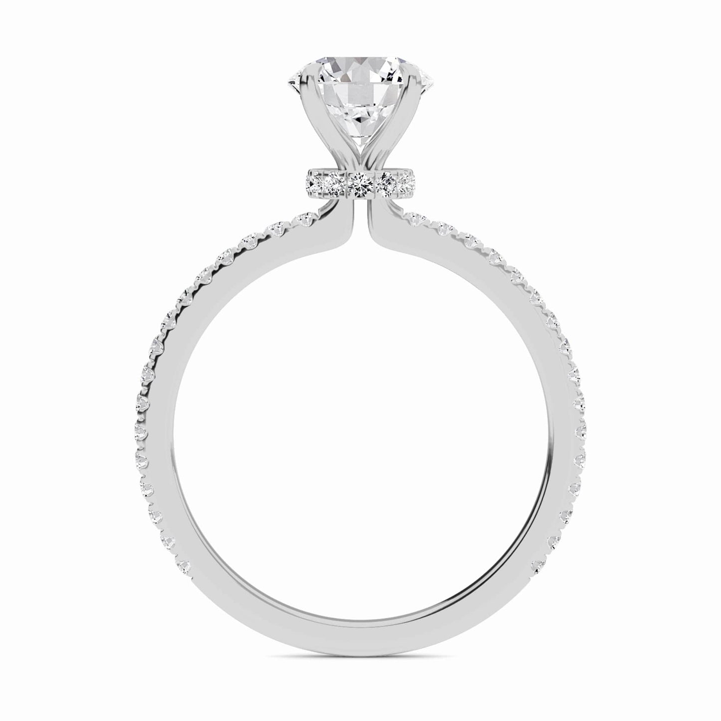 Round Hidden Halo Certified Lab Diamond Pave Engagement Ring - Lola