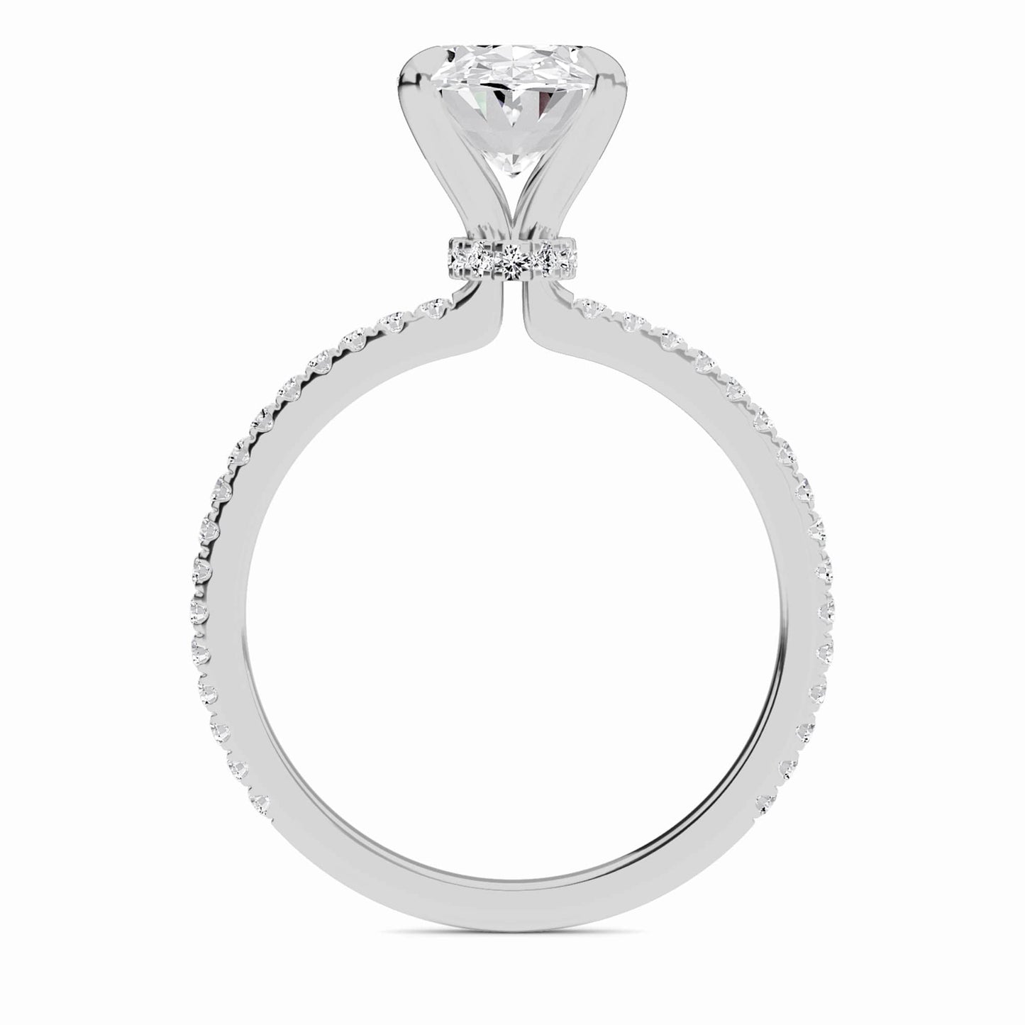 Oval Hidden Halo Certified Lab Diamond Pave Engagement Ring - Lola