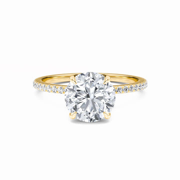 Round Hidden Halo Certified Lab Diamond Pave Engagement Ring - Lola