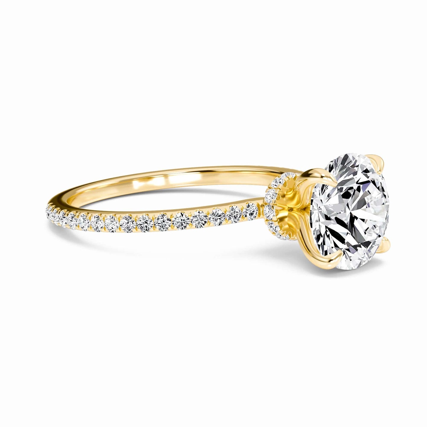 Round Hidden Halo Certified Lab Diamond Pave Engagement Ring - Lola