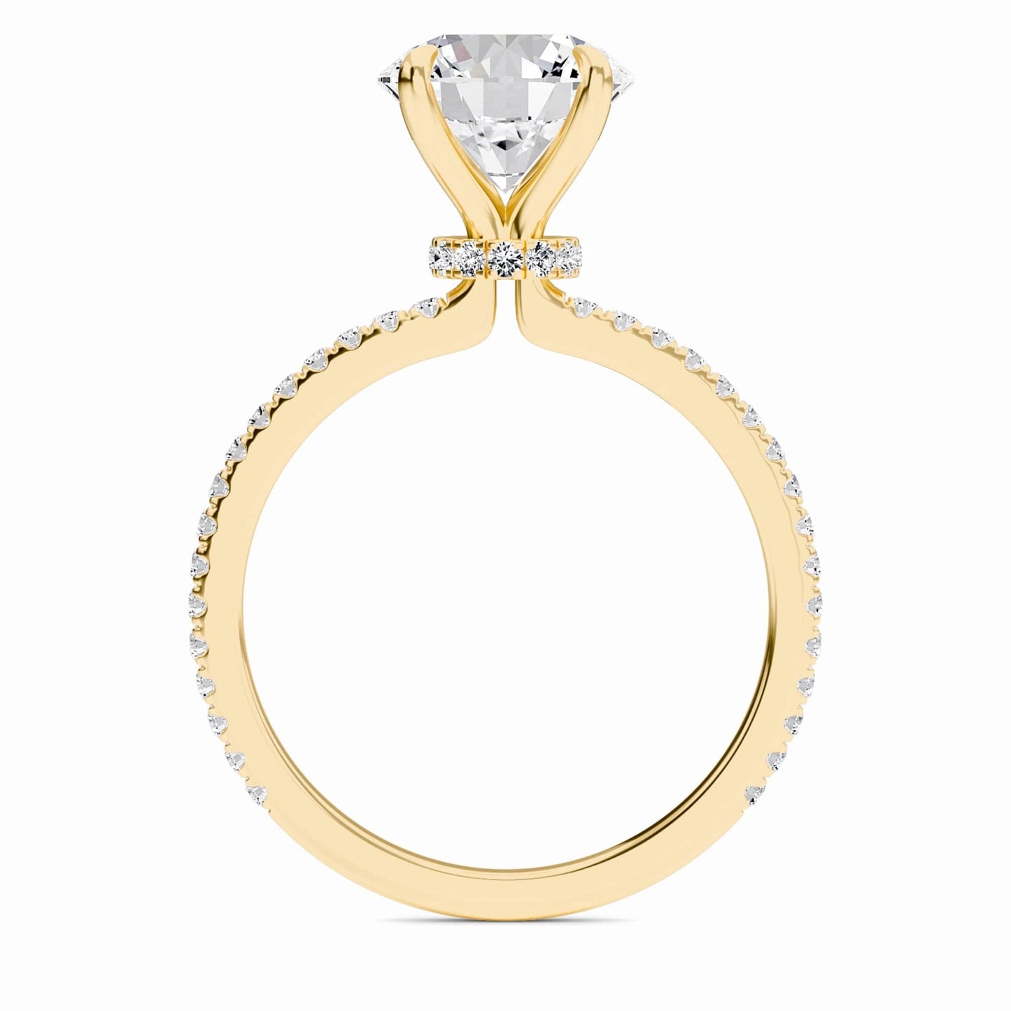 Round Hidden Halo Certified Lab Diamond Pave Engagement Ring - Lola