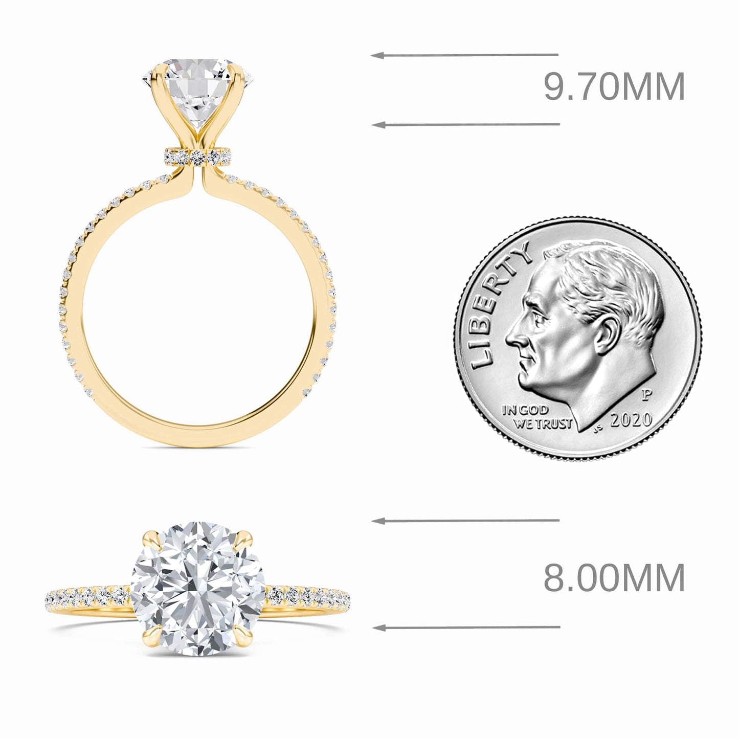 Round Hidden Halo Certified Lab Diamond Pave Engagement Ring - Lola