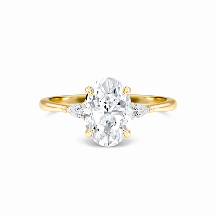 Oval Three-Stone Certified Natural Diamond Engagement Ring - Lorraine