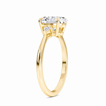 Oval Three-Stone Certified Natural Diamond Engagement Ring - Lorraine