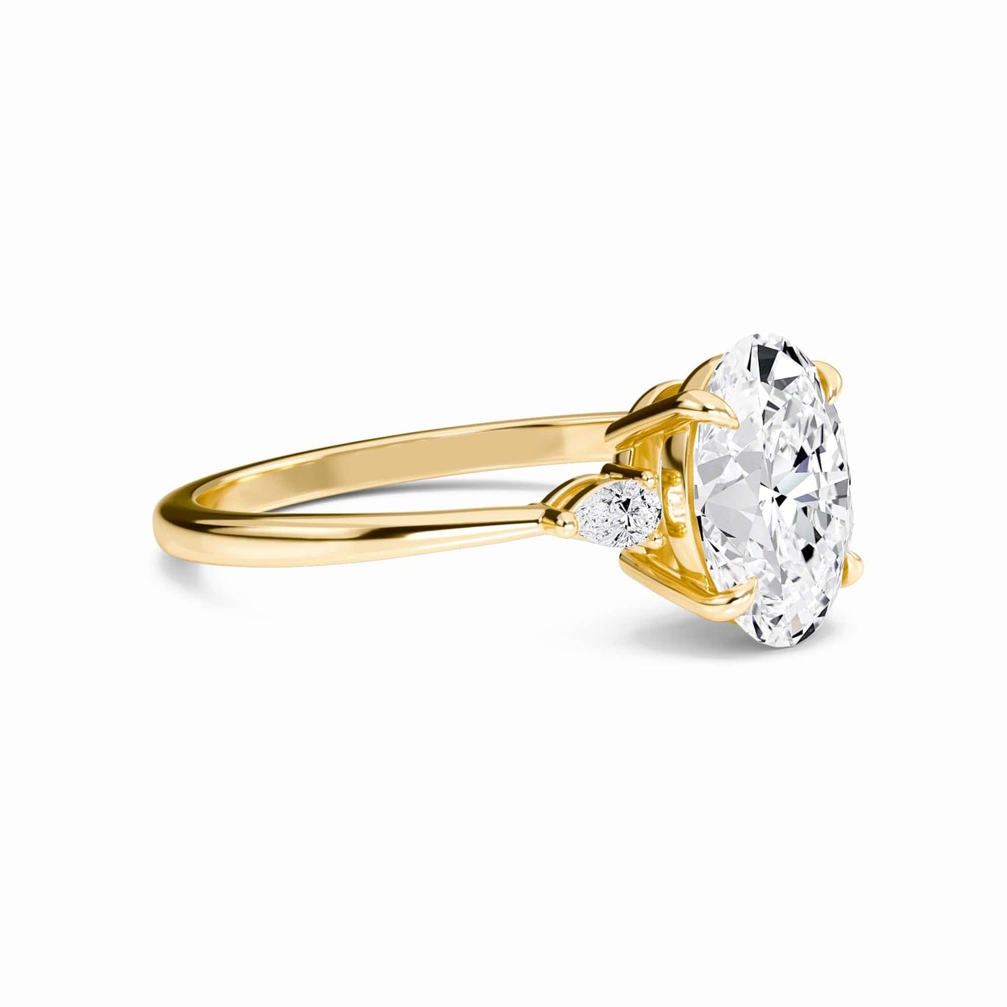 Oval Three-Stone Certified Natural Diamond Engagement Ring - Lorraine
