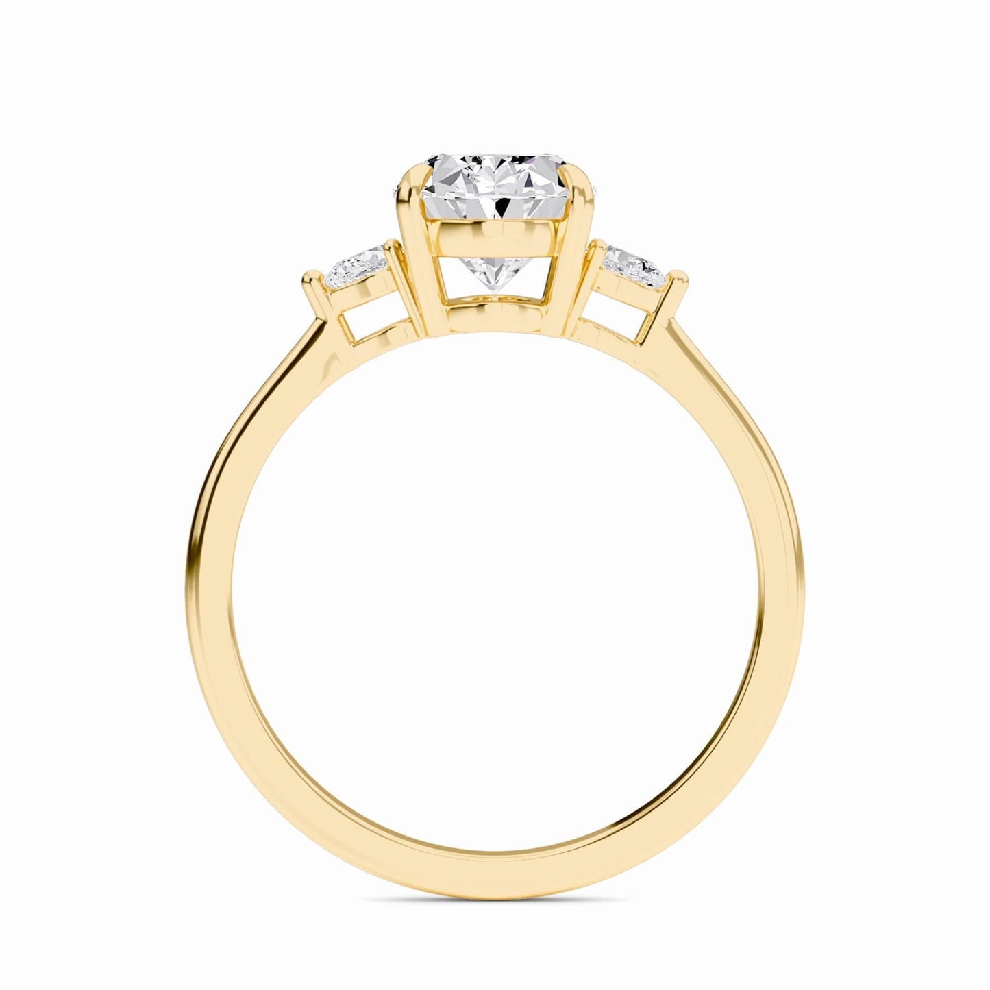 Oval Three-Stone Certified Natural Diamond Engagement Ring - Lorraine
