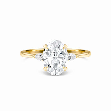 Oval Three-Stone Certified Lab Diamond Engagement Ring - Lorraine