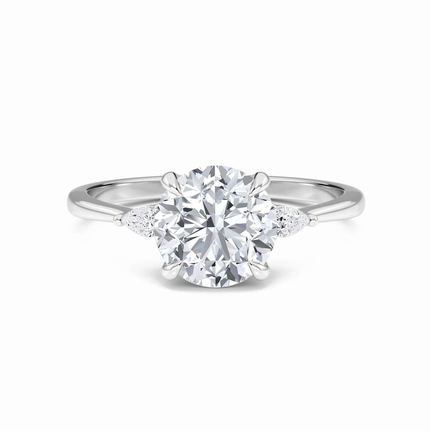 Round Three-Stone Certified Natural Diamond Engagement Ring - Lorraine