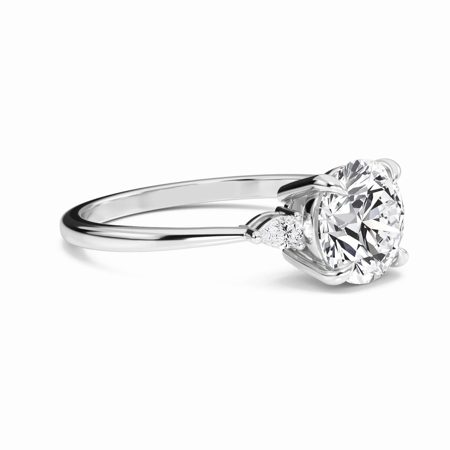 Round Three-Stone Certified Natural Diamond Engagement Ring - Lorraine