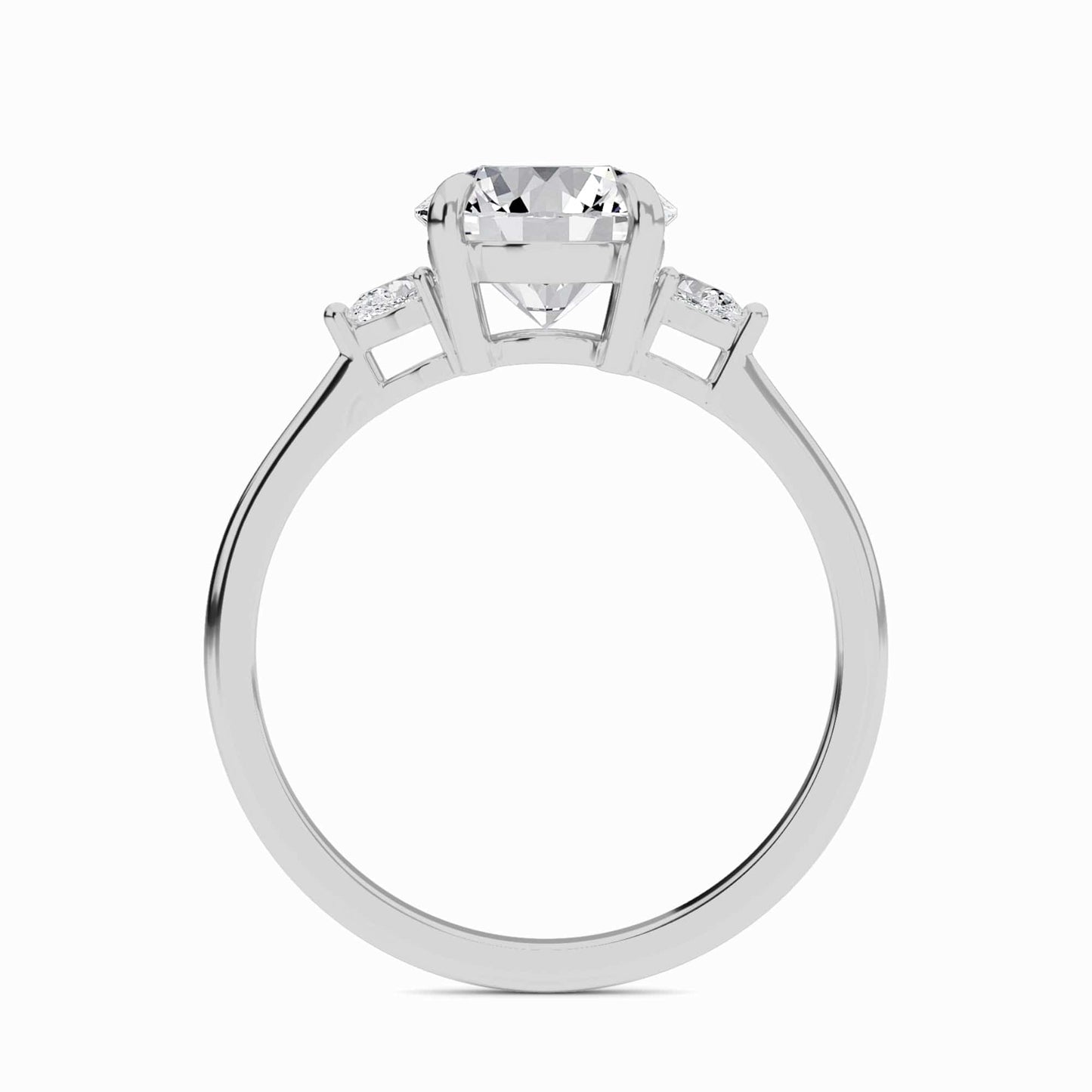 Round Three-Stone Certified Natural Diamond Engagement Ring - Lorraine