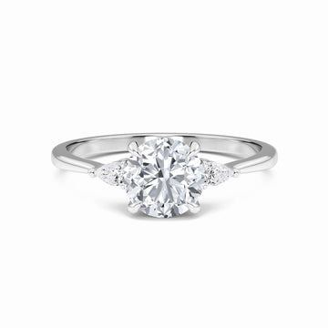 Round Three-Stone Certified Natural Diamond Engagement Ring - Lorraine