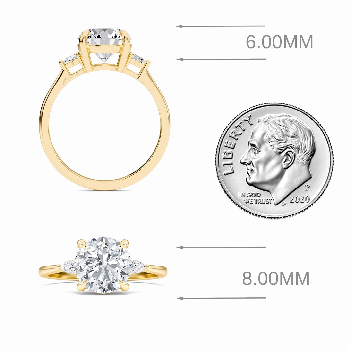 Round Three-Stone Certified Lab Diamond Engagement Ring - Lorraine