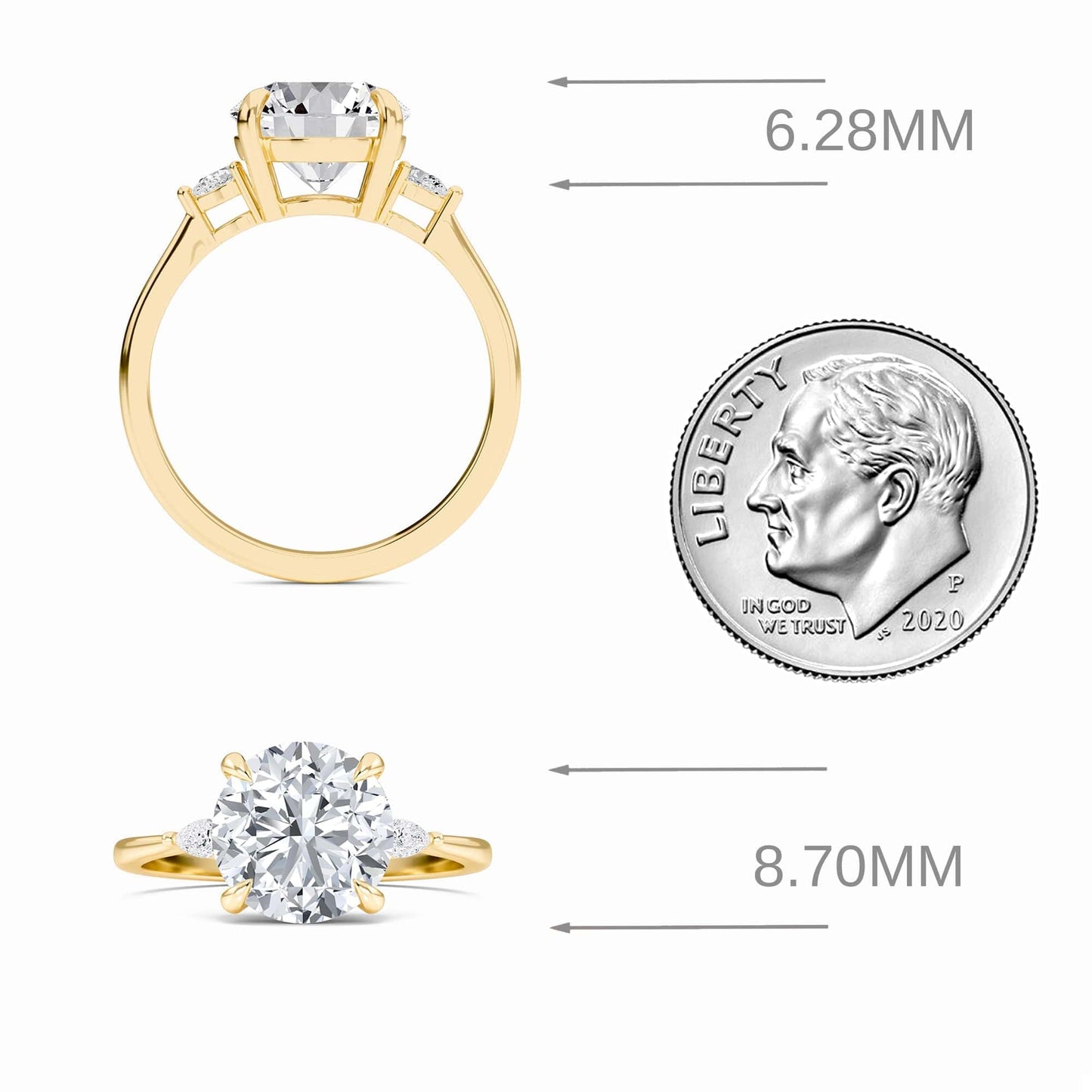 Round Three-Stone Certified Lab Diamond Engagement Ring - Lorraine