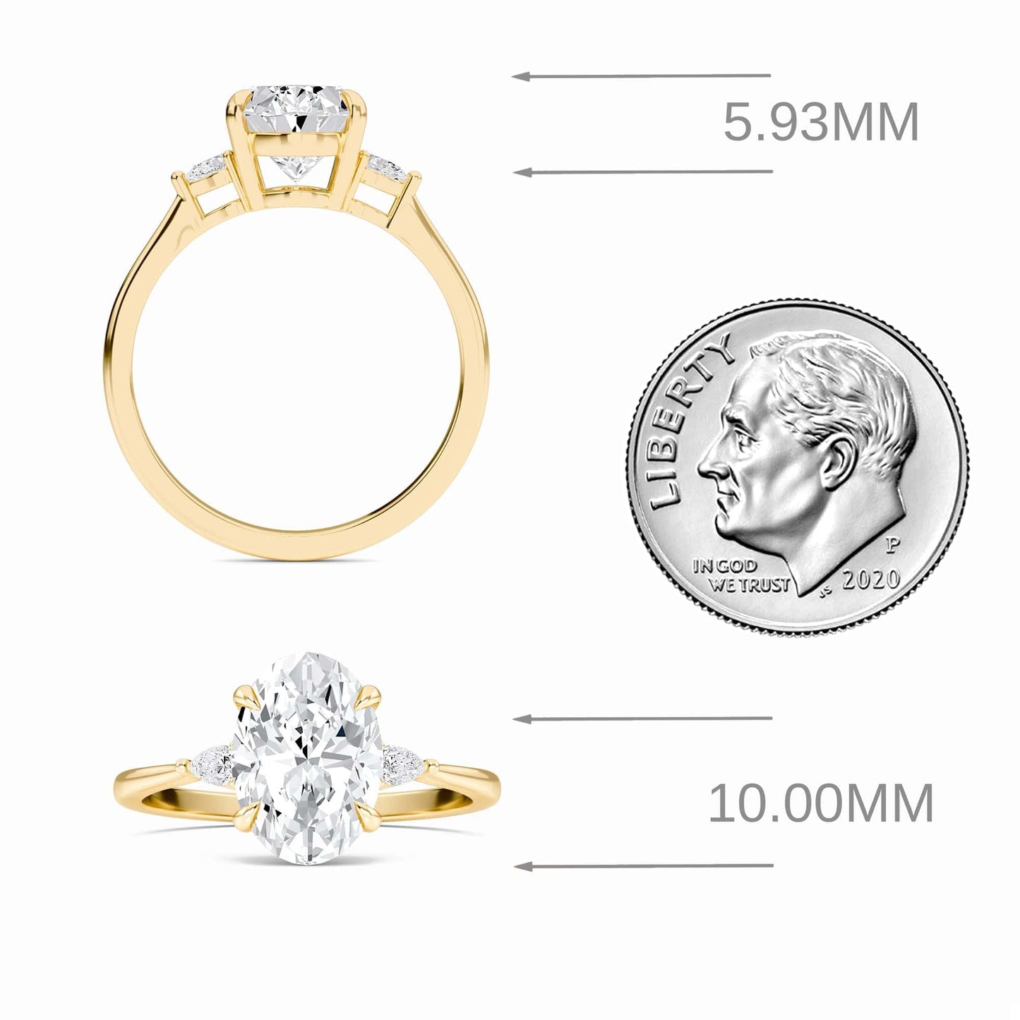 Oval Three-Stone Certified Lab Diamond Engagement Ring - Lorraine
