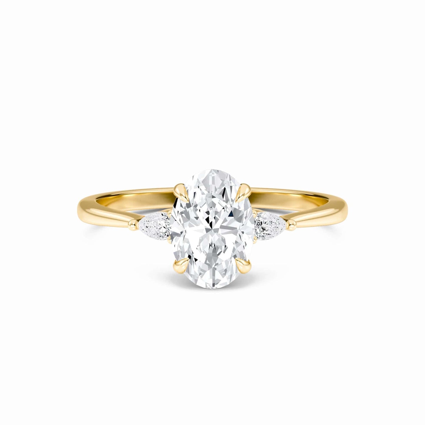 Oval Three-Stone Certified Natural Diamond Engagement Ring - Lorraine