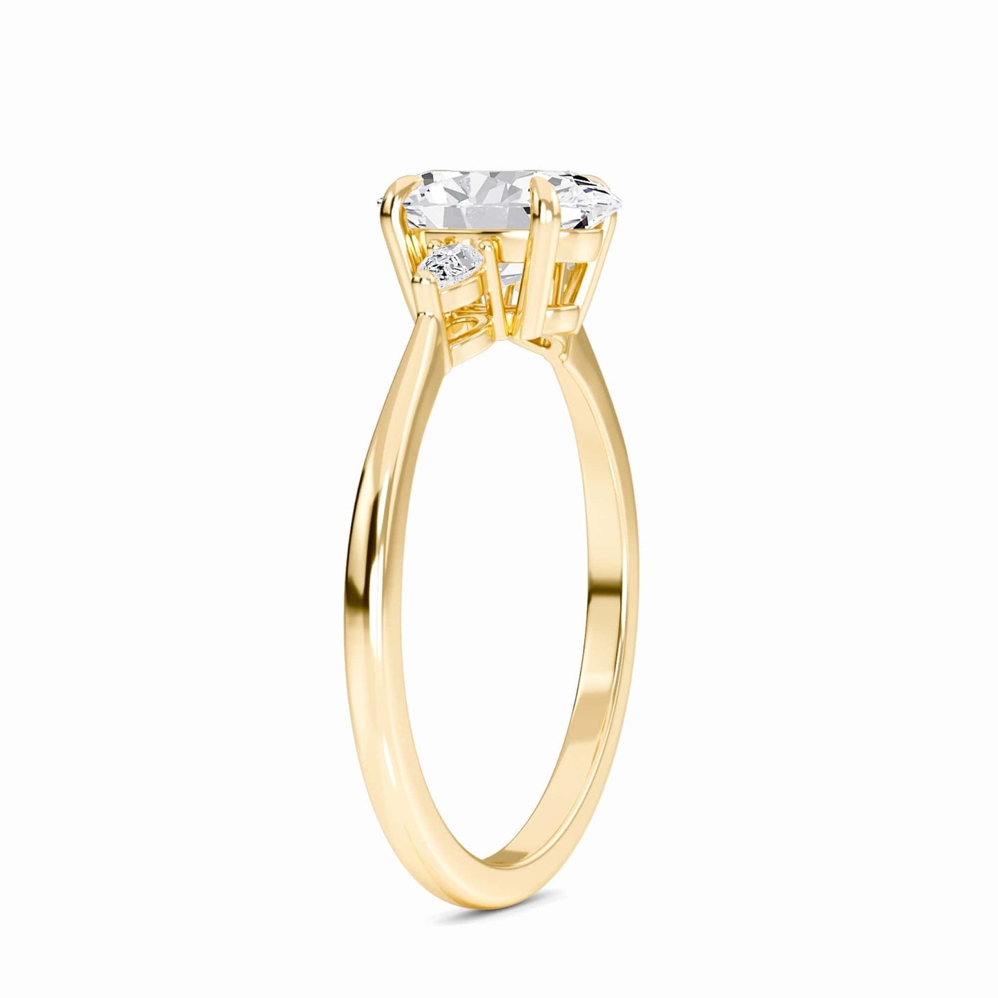 Oval Three-Stone Certified Natural Diamond Engagement Ring - Lorraine