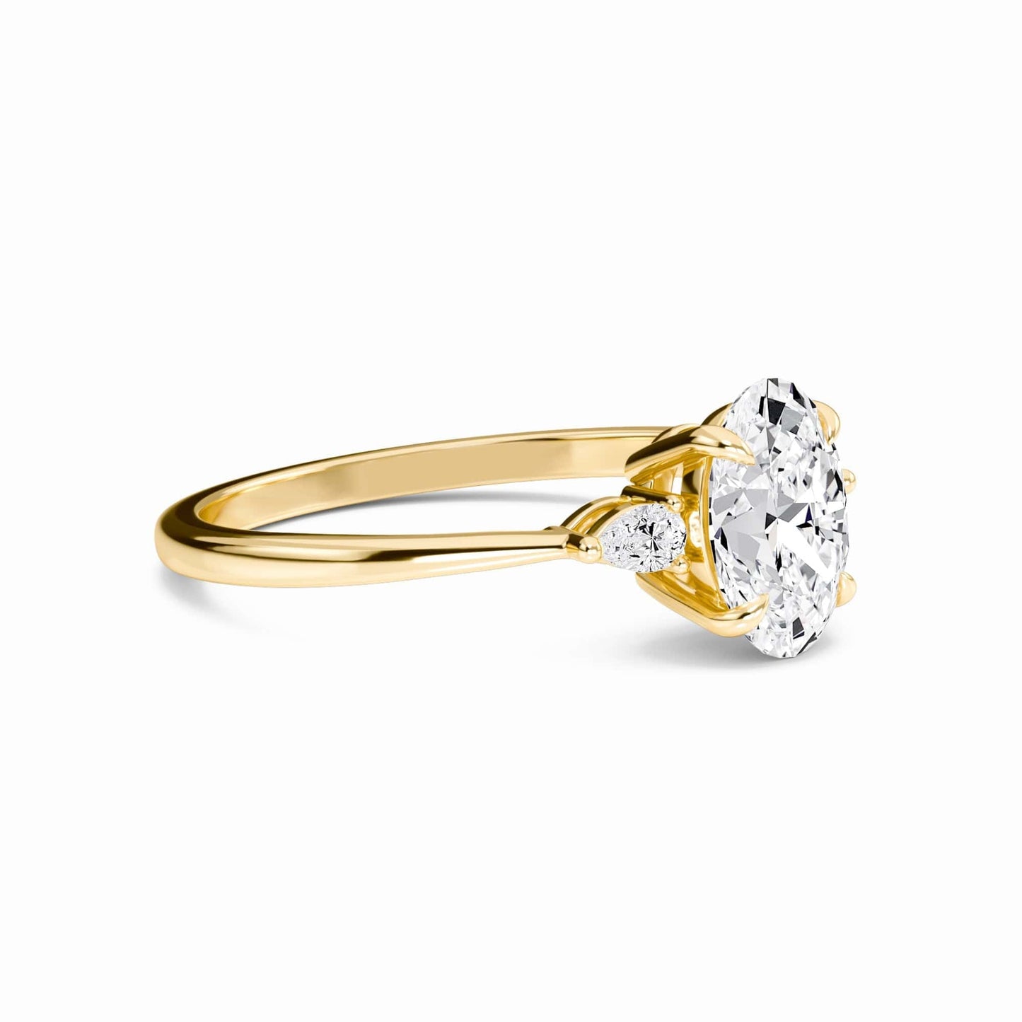 Oval Three-Stone Certified Natural Diamond Engagement Ring - Lorraine