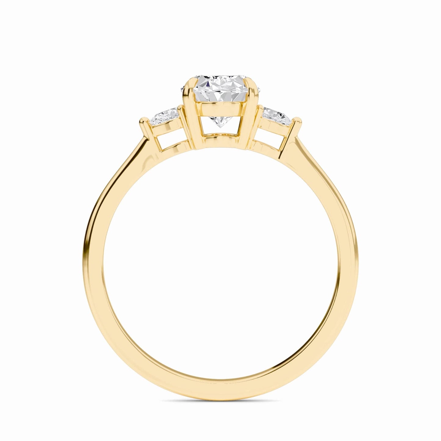Oval Three-Stone Certified Natural Diamond Engagement Ring - Lorraine