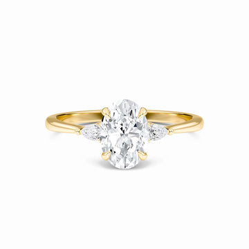 Oval Three-Stone Certified Lab Diamond Engagement Ring - Lorraine