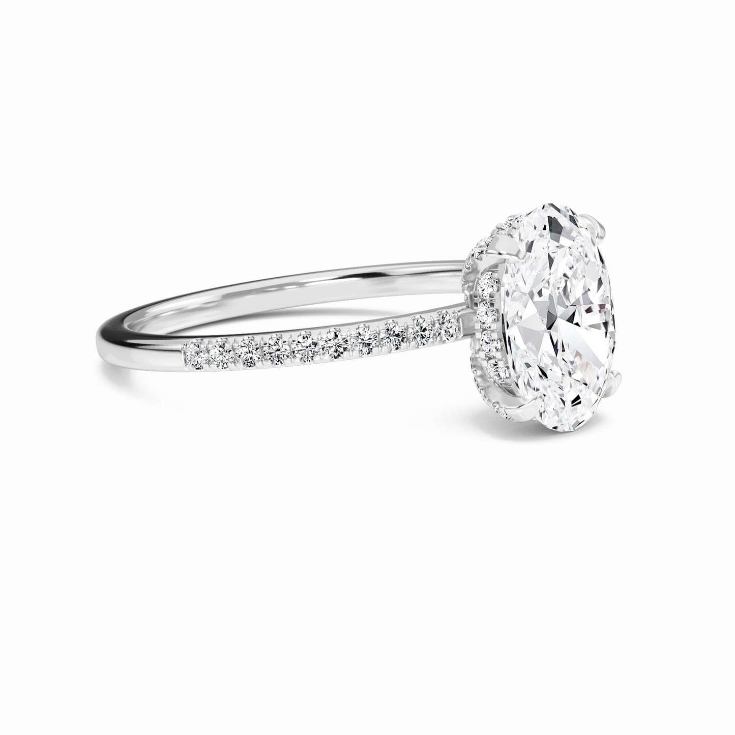 Oval Hidden Halo Certified Natural Diamond Pave Engagement Ring - Tamara