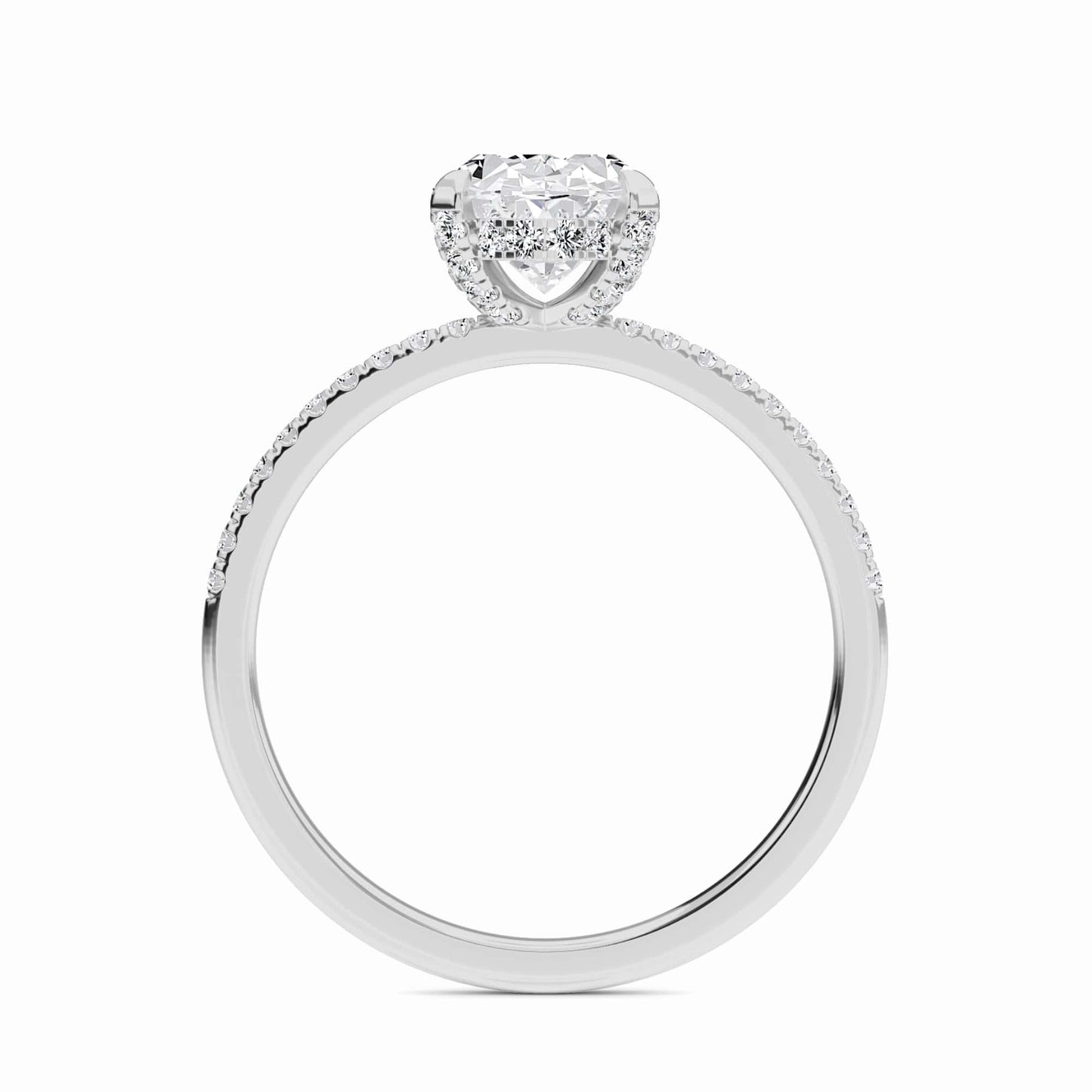 Oval Hidden Halo Certified Natural Diamond Pave Engagement Ring - Tamara