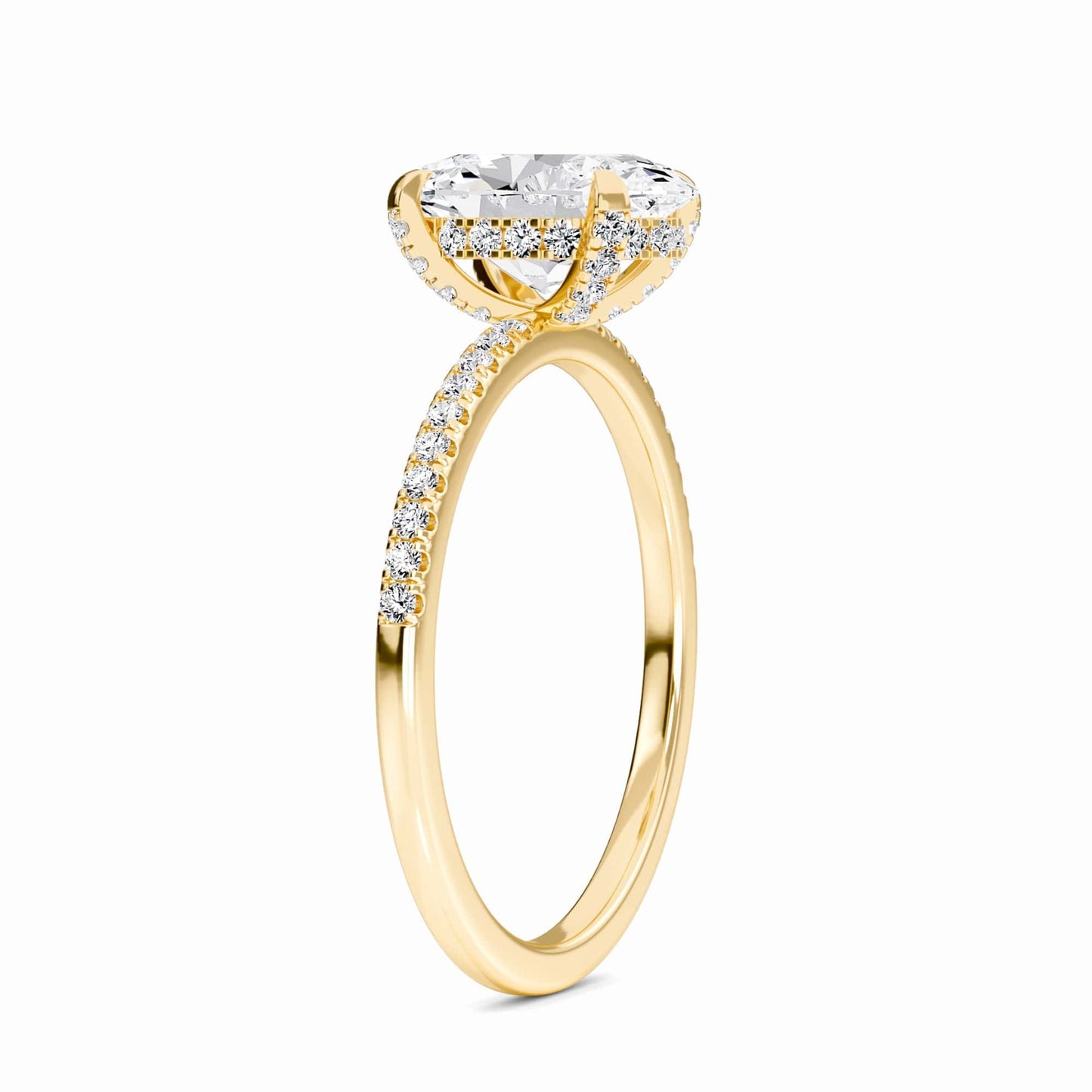 Oval Hidden Halo Certified Lab Diamond Pave Engagement Ring - Matilda