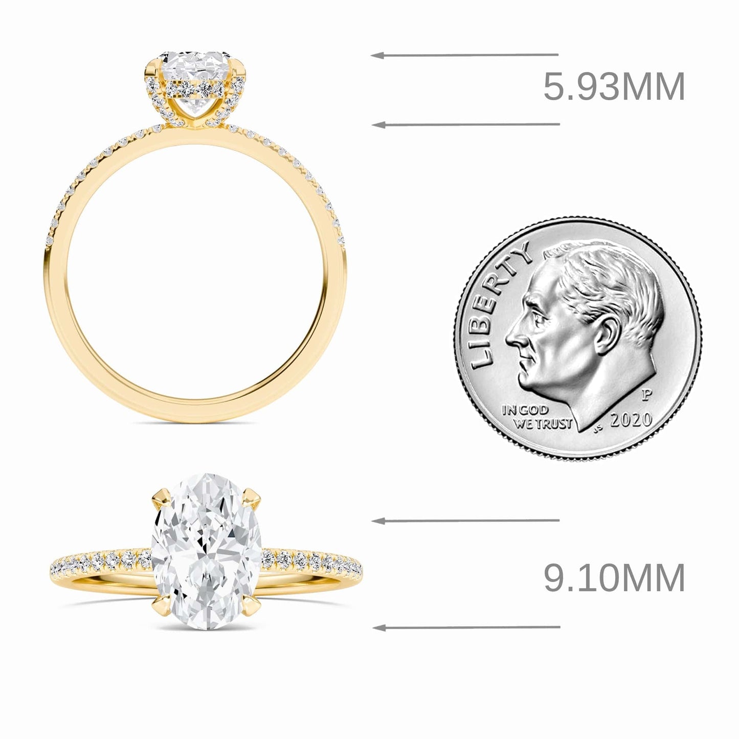 Oval Hidden Halo Certified Lab Diamond Pave Engagement Ring - Matilda