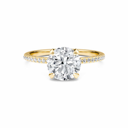 Round Hidden Halo Certified Natural Diamond Pave Engagement Ring - Tamara
