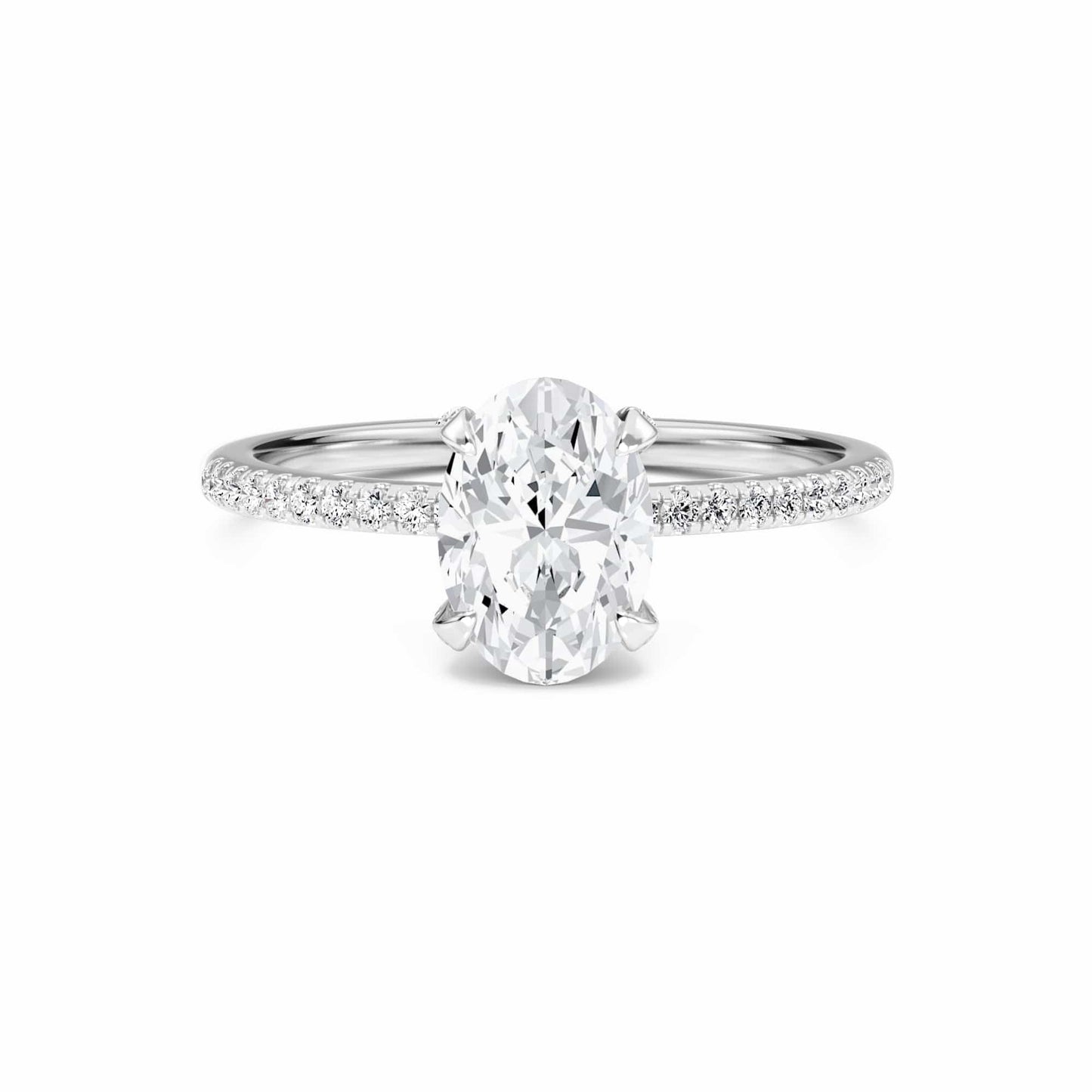 Oval Hidden Halo Certified Natural Diamond Pave Engagement Ring - Tamara