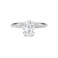 Oval Hidden Halo Certified Natural Diamond Pave Engagement Ring - Tamara