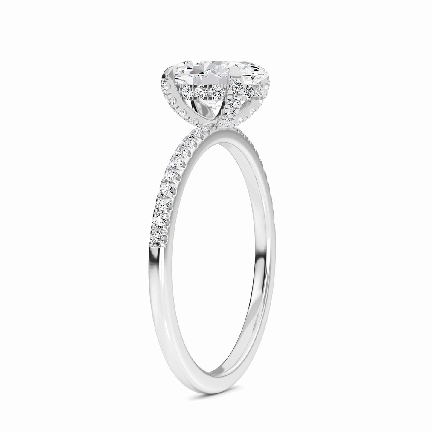Oval Hidden Halo Certified Natural Diamond Pave Engagement Ring - Tamara