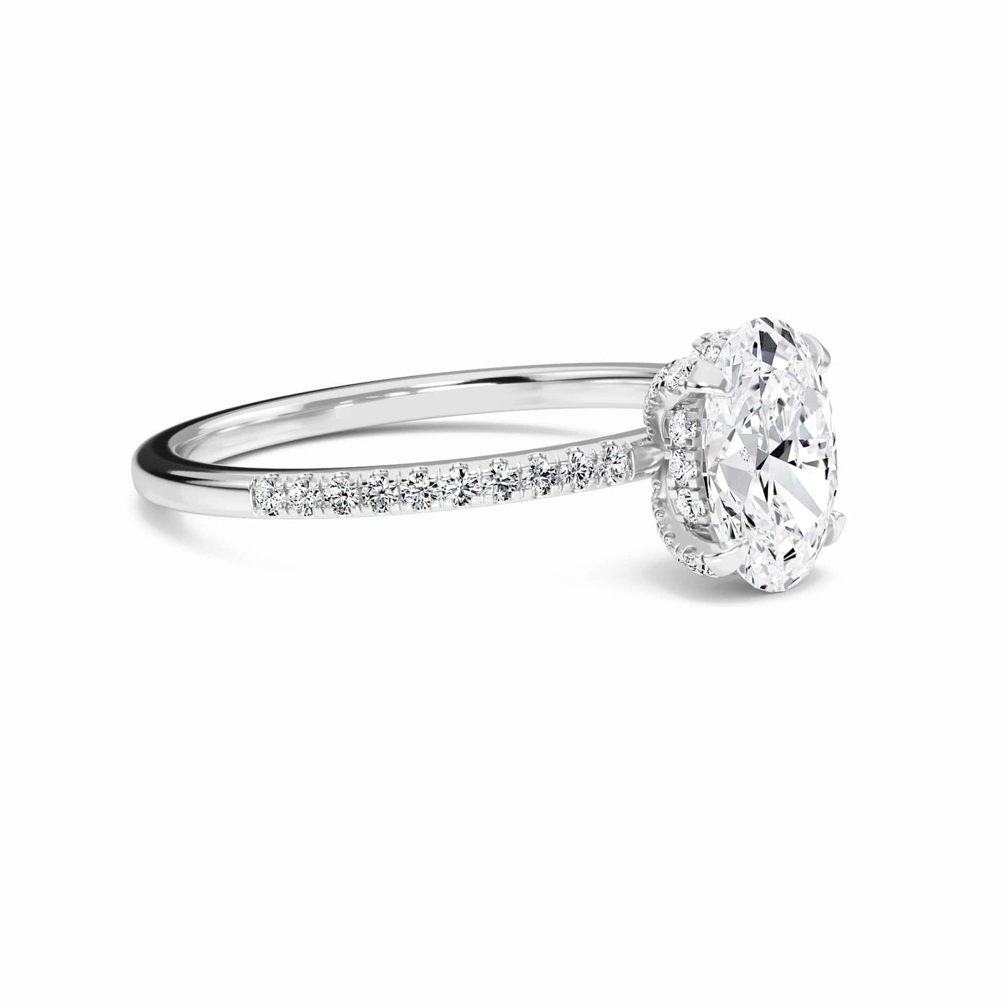 Oval Hidden Halo Certified Natural Diamond Pave Engagement Ring - Tamara