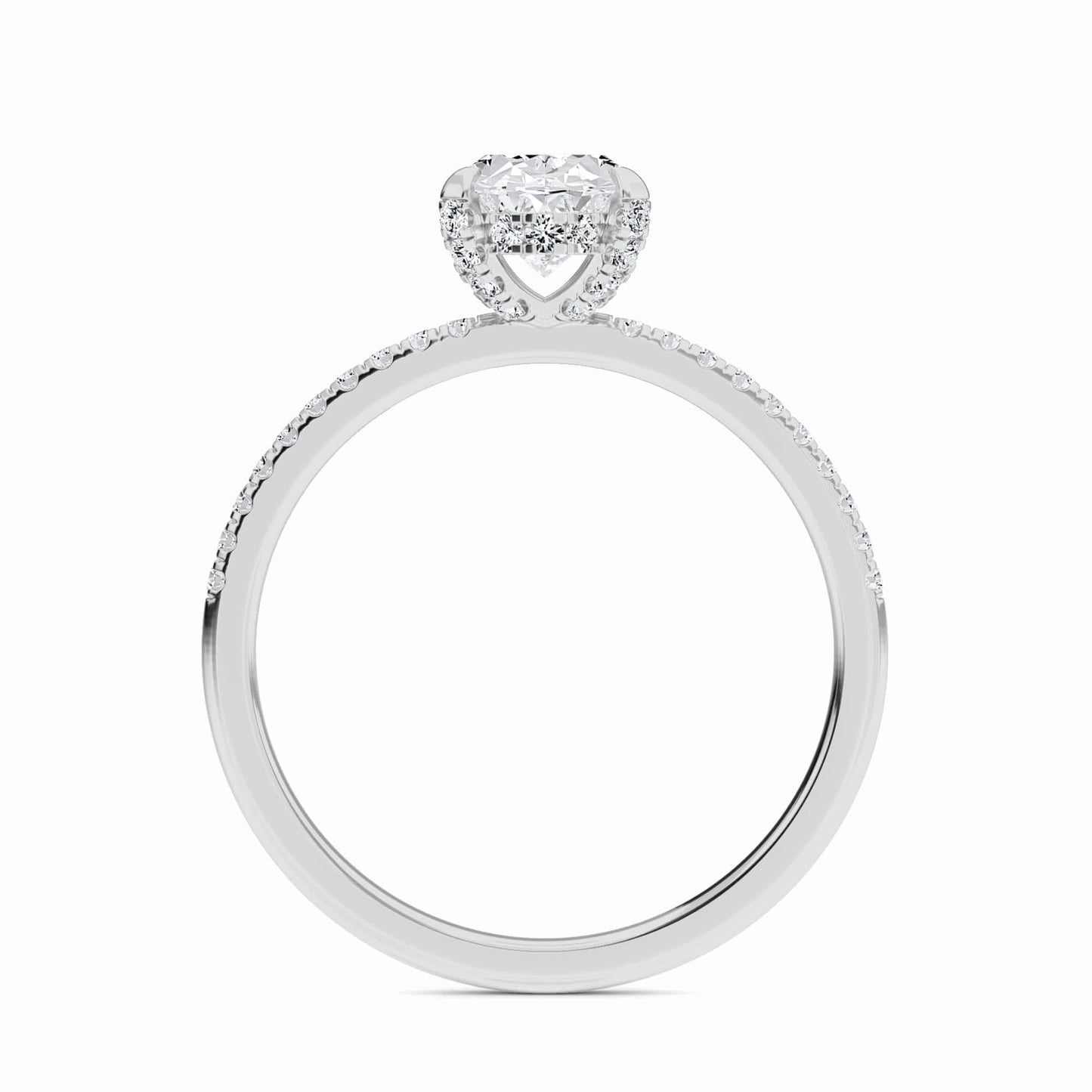 Oval Hidden Halo Certified Natural Diamond Pave Engagement Ring - Tamara