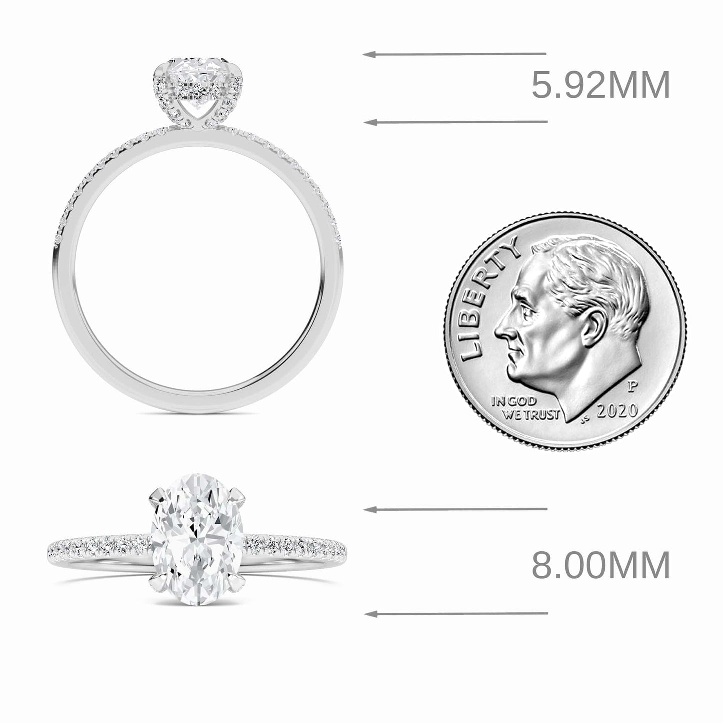 Oval Hidden Halo Certified Natural Diamond Pave Engagement Ring - Tamara