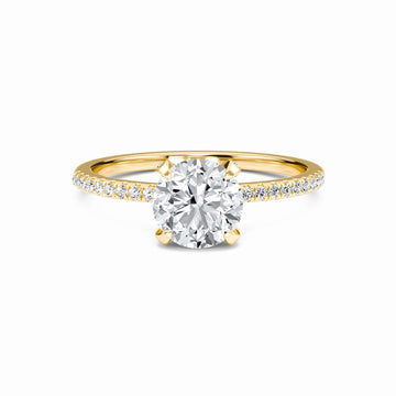 Round Hidden Halo Certified Natural Diamond Pave Engagement Ring - Tamara