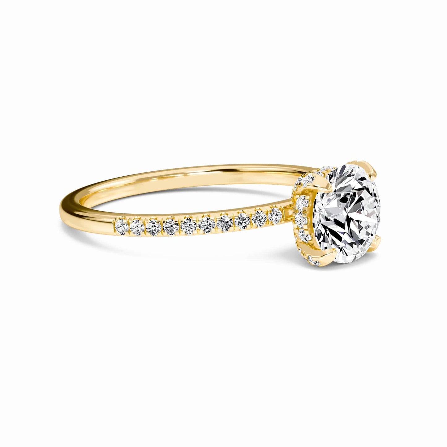 Round Hidden Halo Certified Natural Diamond Pave Engagement Ring - Tamara