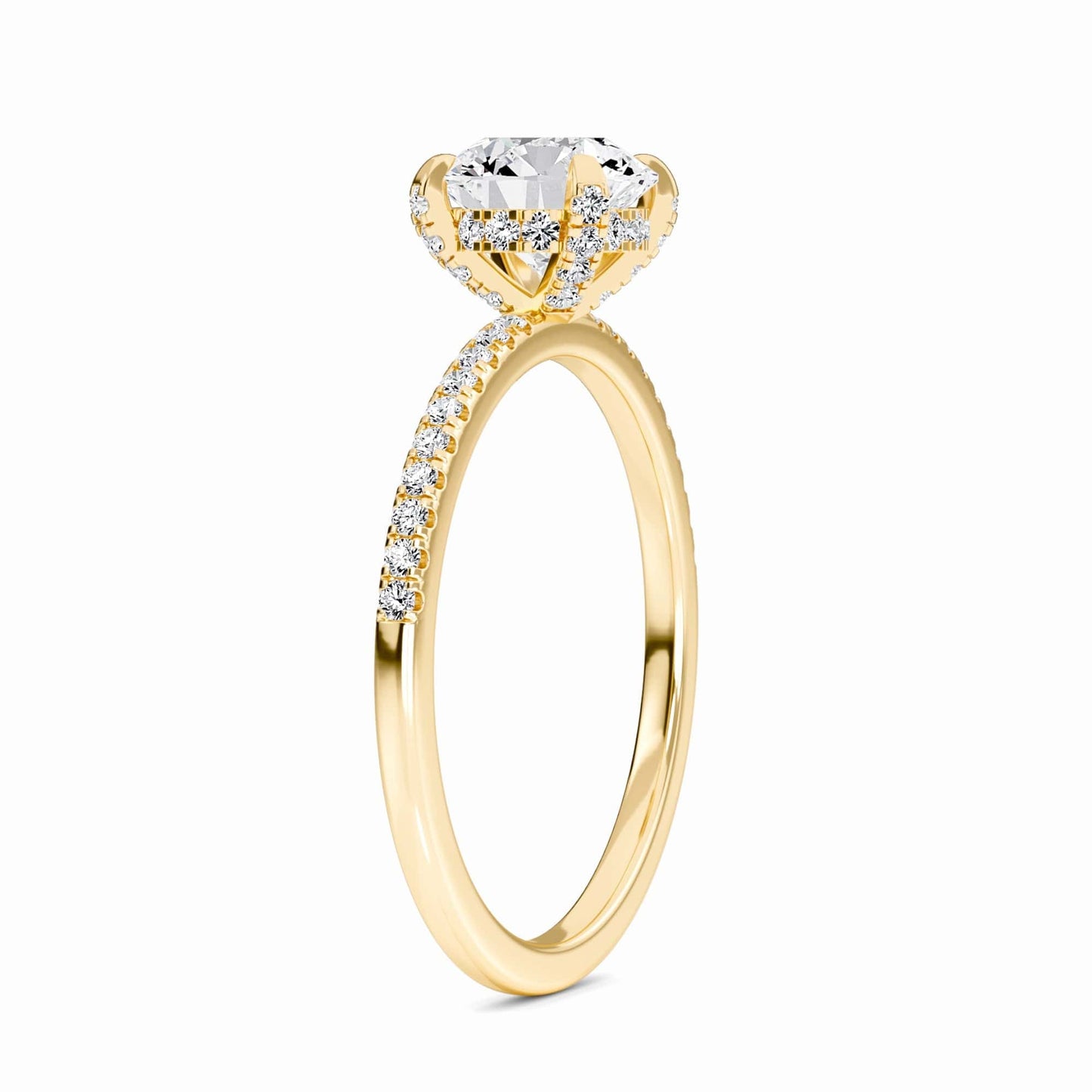 Round Hidden Halo Certified Lab Diamond Pave Engagement Ring - Matilda