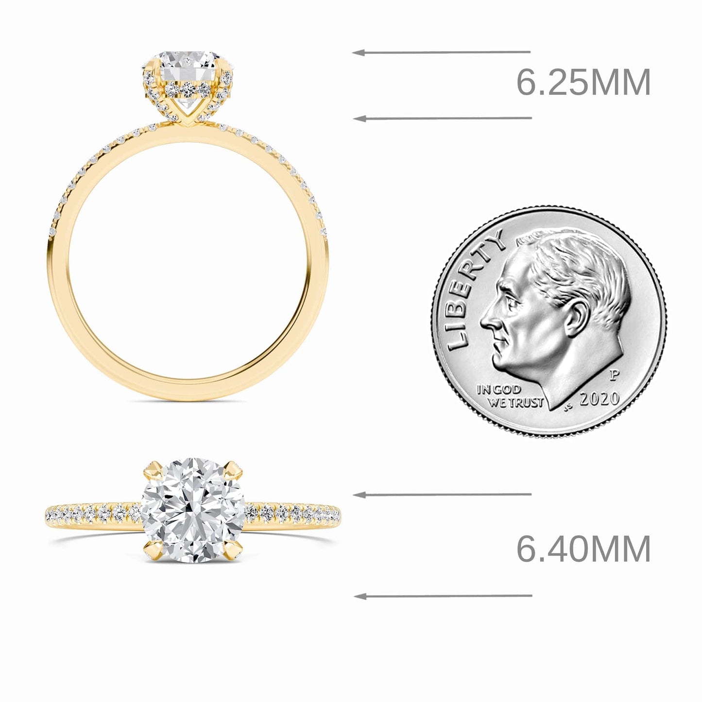 Round Hidden Halo Certified Lab Diamond Pave Engagement Ring - Matilda