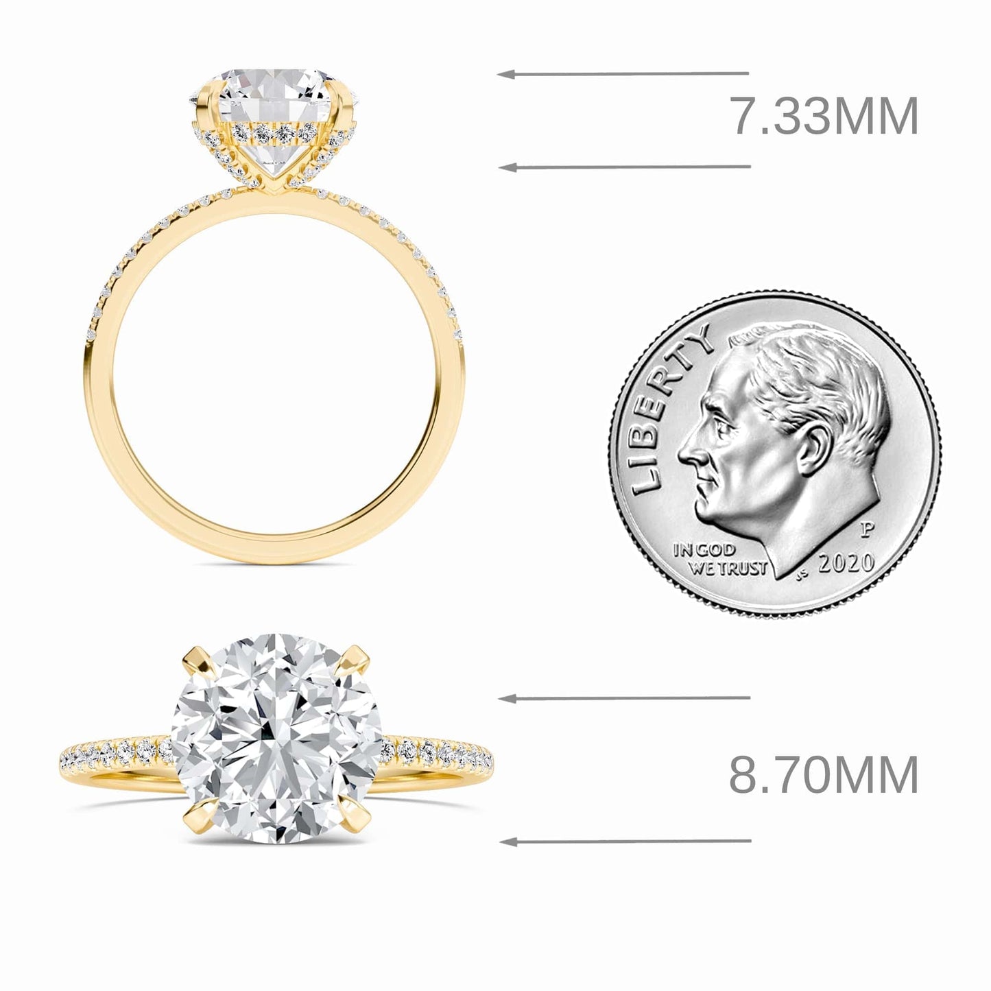 Round Hidden Halo Certified Lab Diamond Pave Engagement Ring - Matilda
