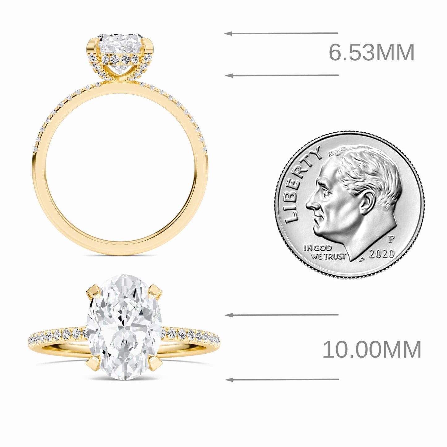 Oval Hidden Halo Certified Lab Diamond Pave Engagement Ring - Matilda