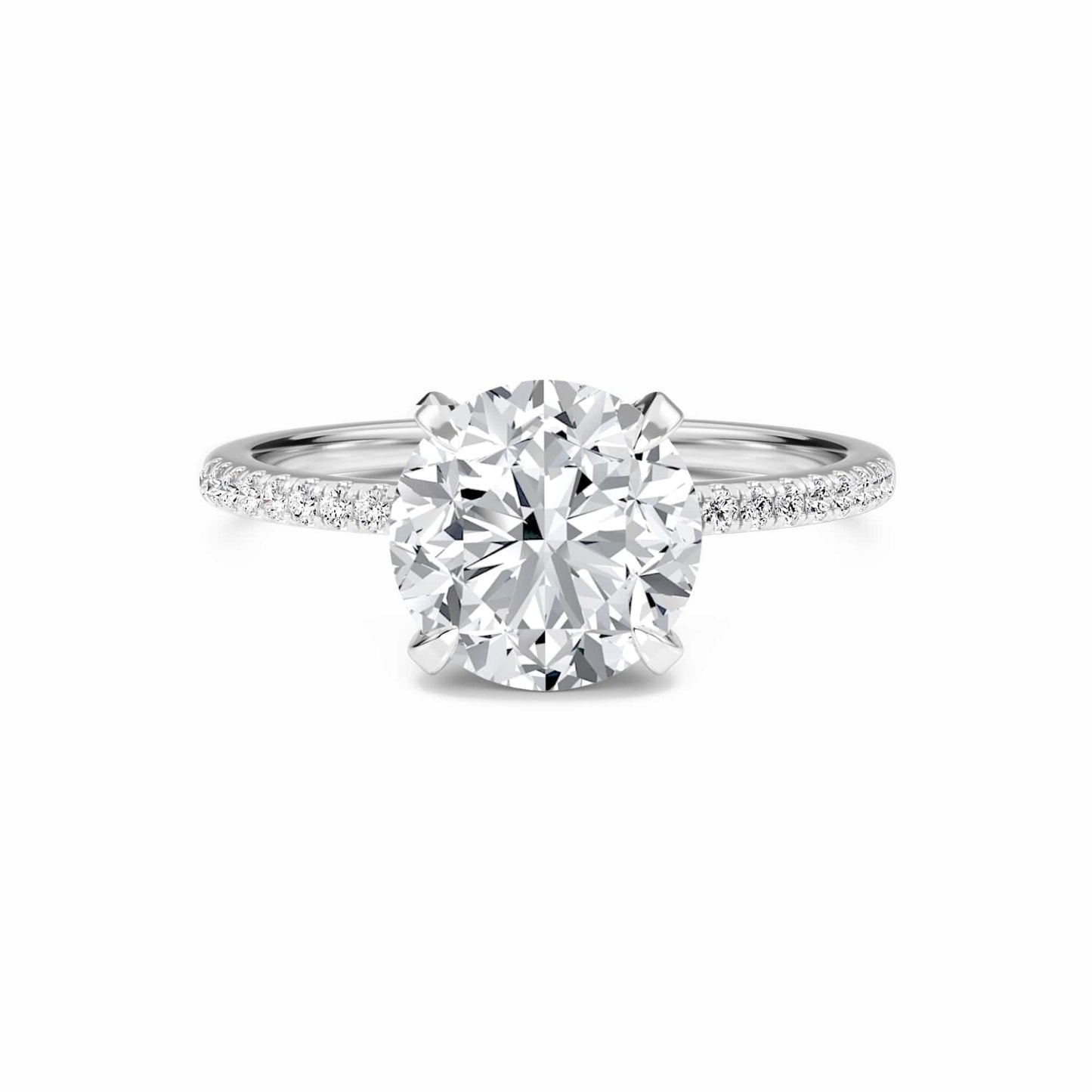 Round Hidden Halo Certified Lab Diamond Pave Engagement Ring - Matilda