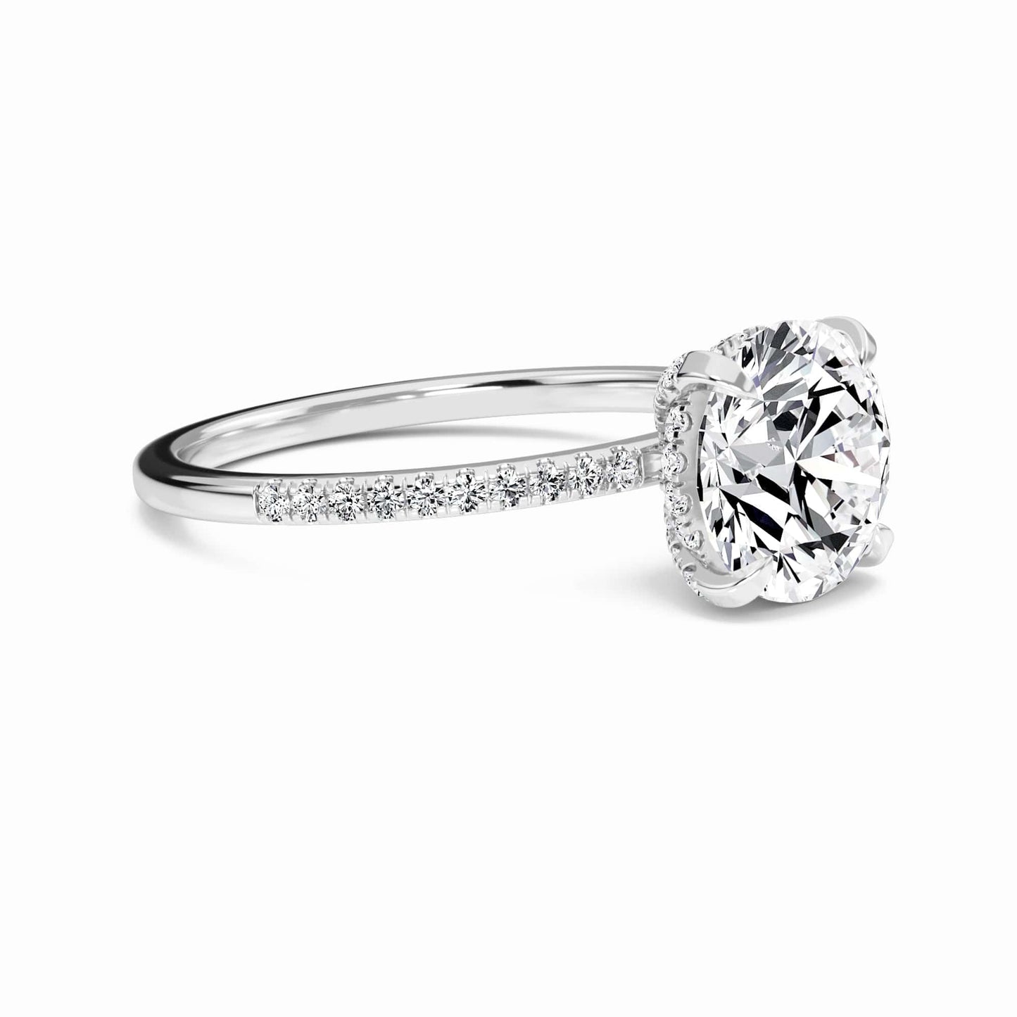 Round Hidden Halo Certified Lab Diamond Pave Engagement Ring - Matilda