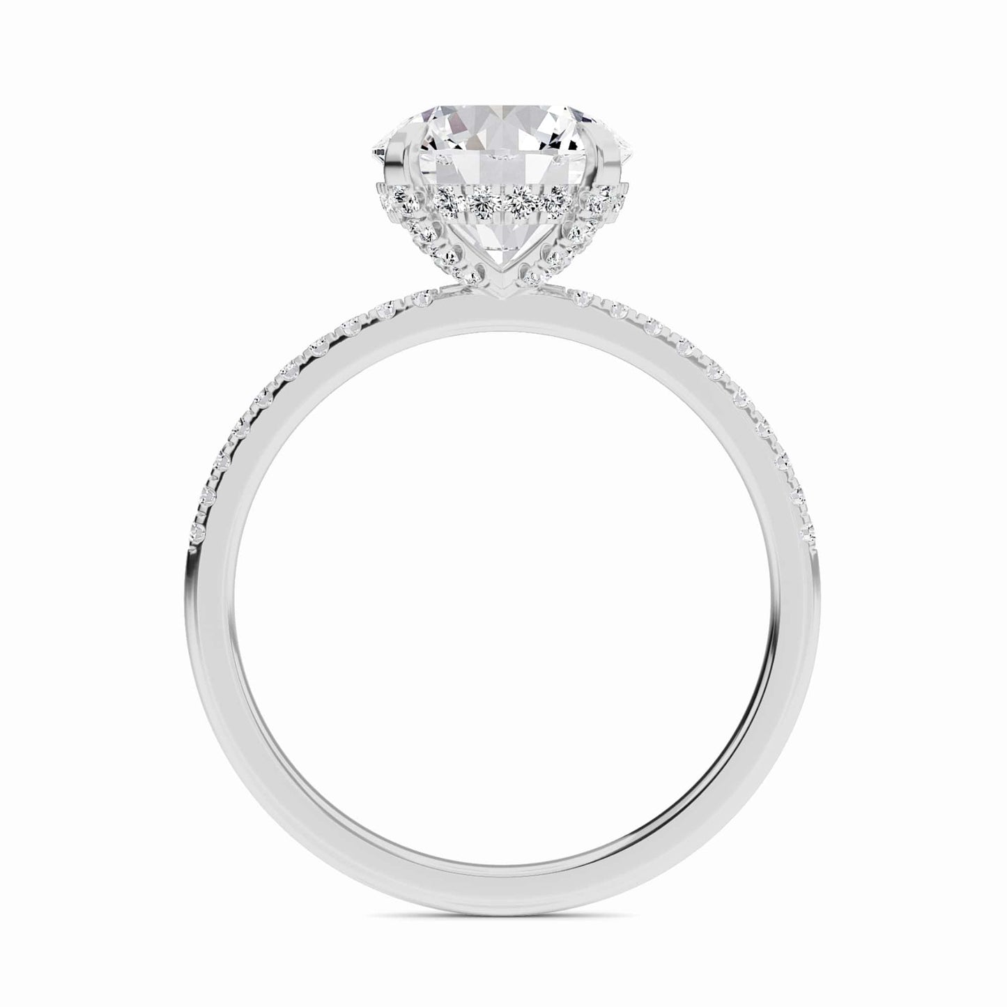 Round Hidden Halo Certified Lab Diamond Pave Engagement Ring - Matilda